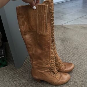Miz Mooz Tan Lace Up Boots Vintage Style